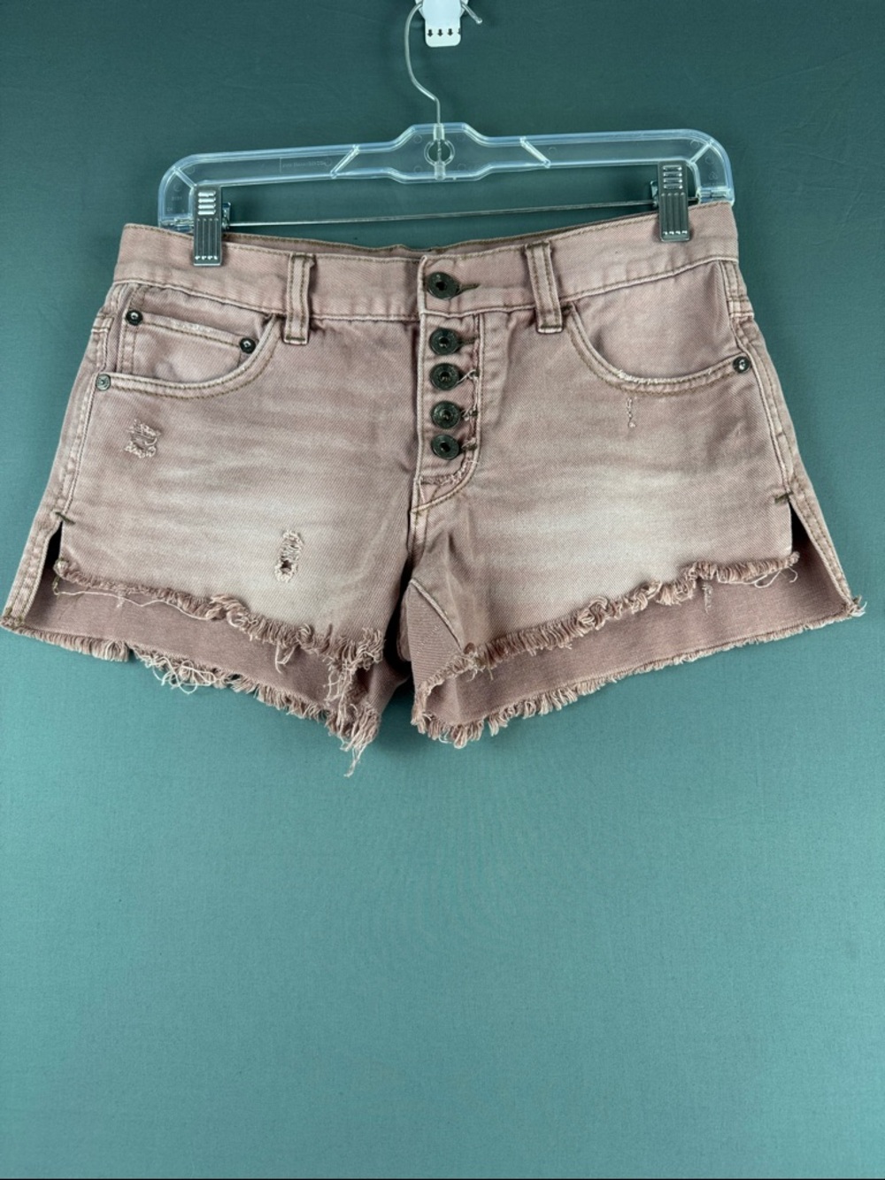 Free People Women's Washed Mauve Button-Front Denim Shorts